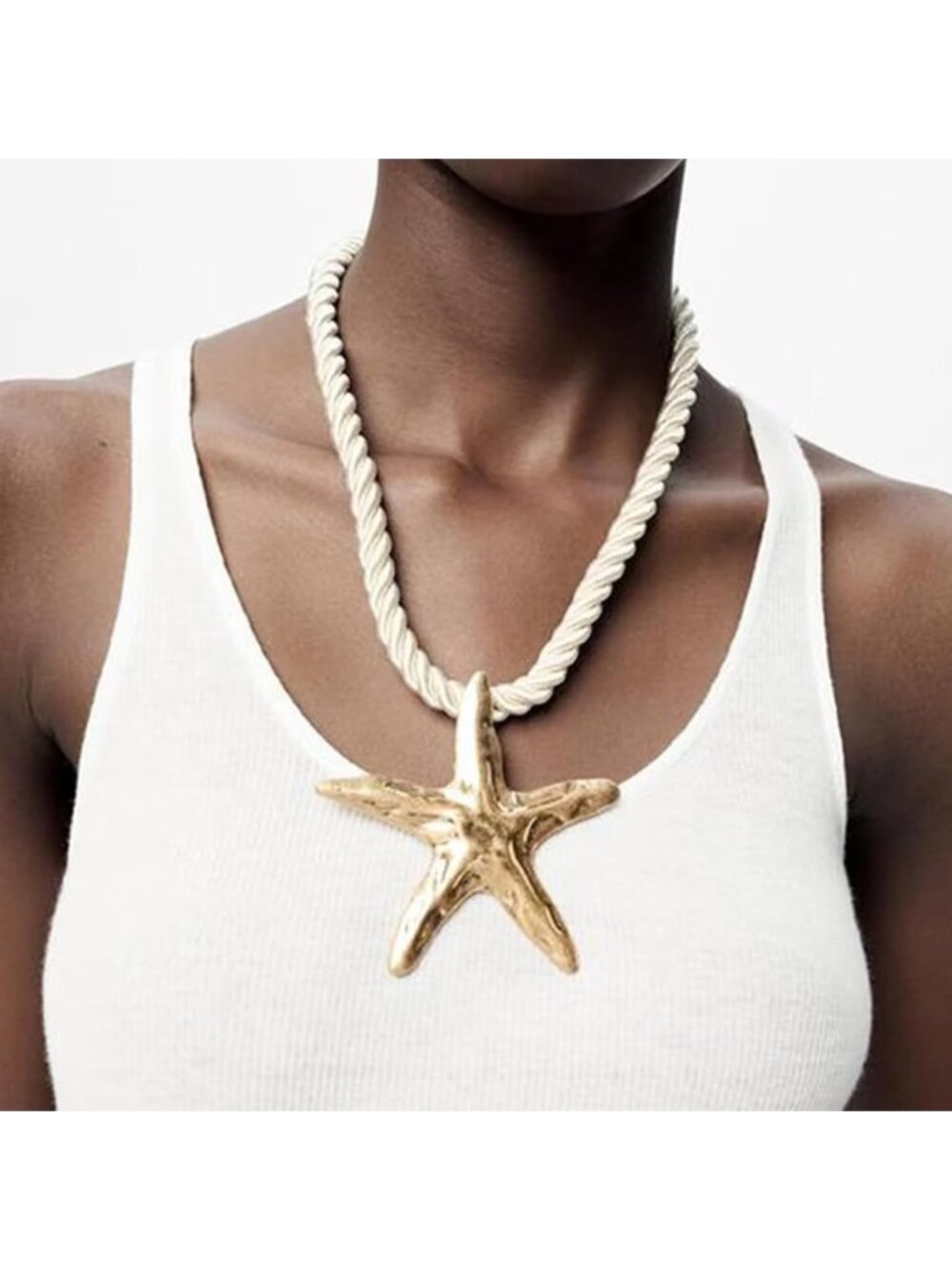 New! Gold Starfish Cord Necklace (2007) NWOT